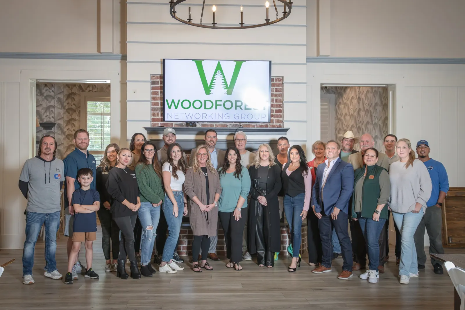 Members of the Woodforest Networking Group posing together at a meeting